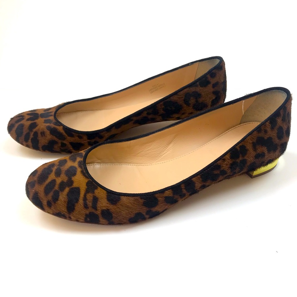J. Crew Collection Animal Print Ballet Flat Shoes Women Size 9.5 Calf Hair Brown